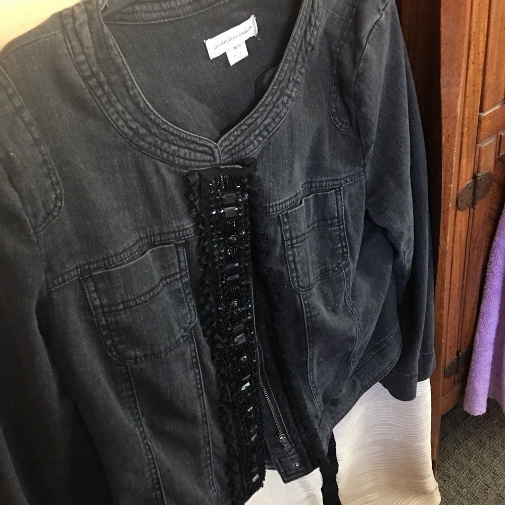 Black jean jacket with beading